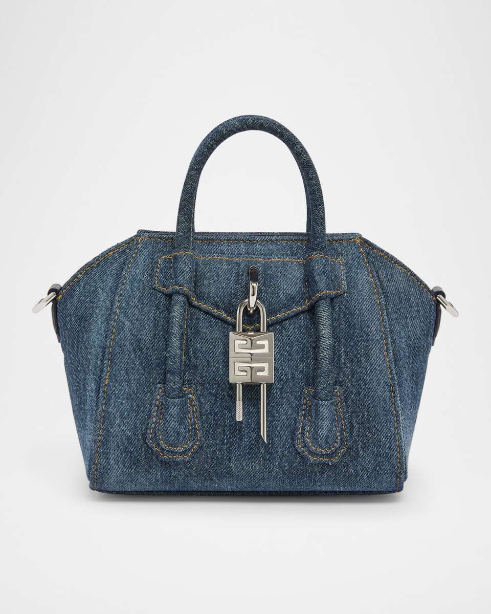 Antigona Lock Toy Top-Handle Bag in Denim